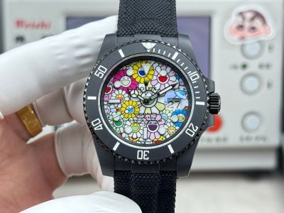 Rolex Submariner Sunflower Black Ceramic Bezel 3135 Movement Canvas Band Watch